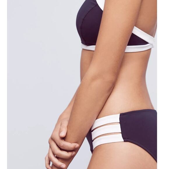 Anthropologie Seafolly NWOT Kenna Navy High Neck 2 Piece Bikini Set Swimsuit - Picture 3 of 15